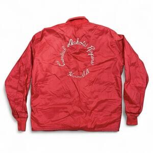 Vintage Pla-Jac Dakota Ropers Red Nylon Coach Jacket USA Made L